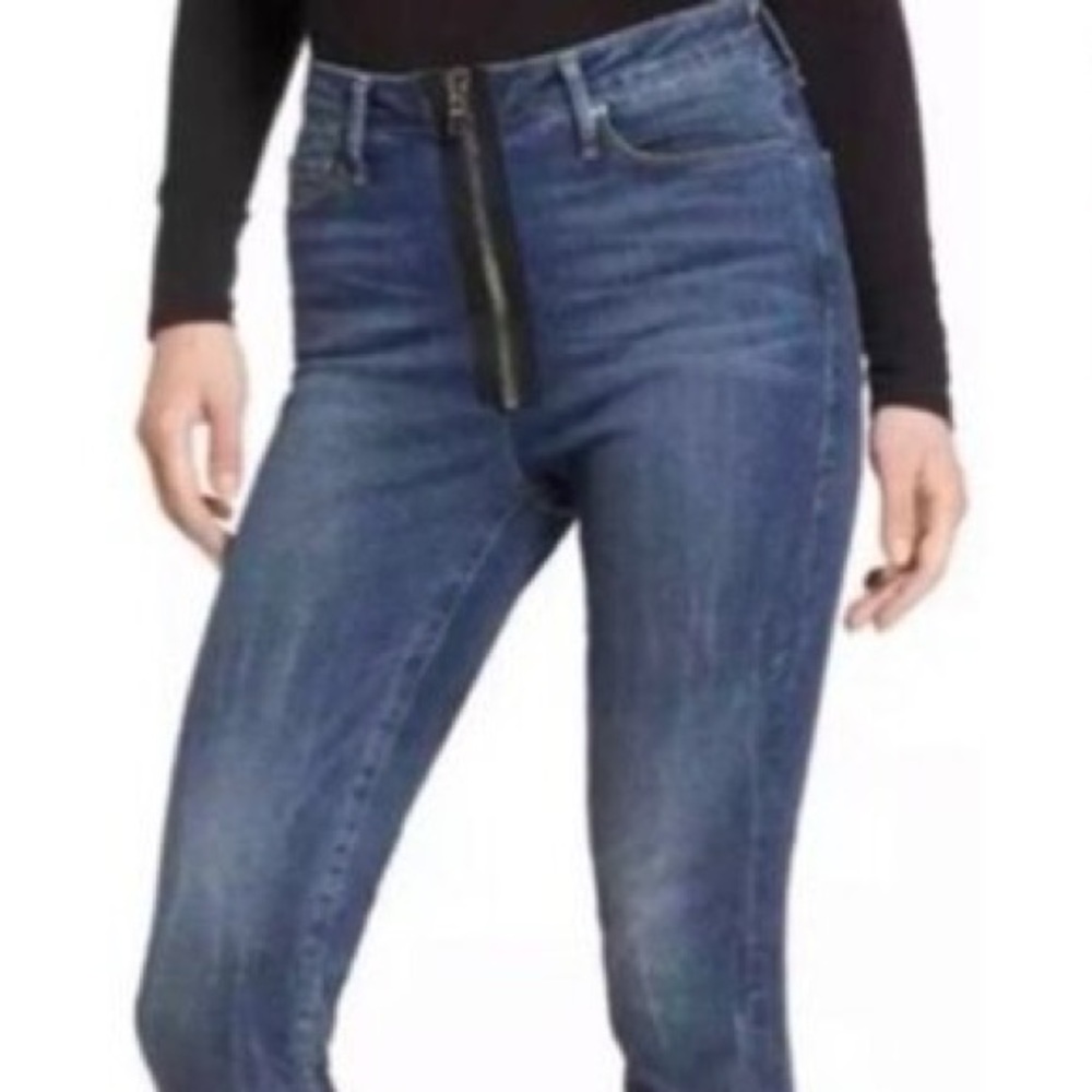Good American Good Waist Exposed Zipper High Rise Compression Skinny Jean Sz 12